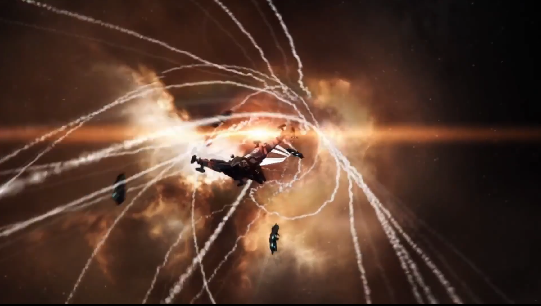 Стелс-бомбардировщик сбрасывает бомбы в EVE Online
