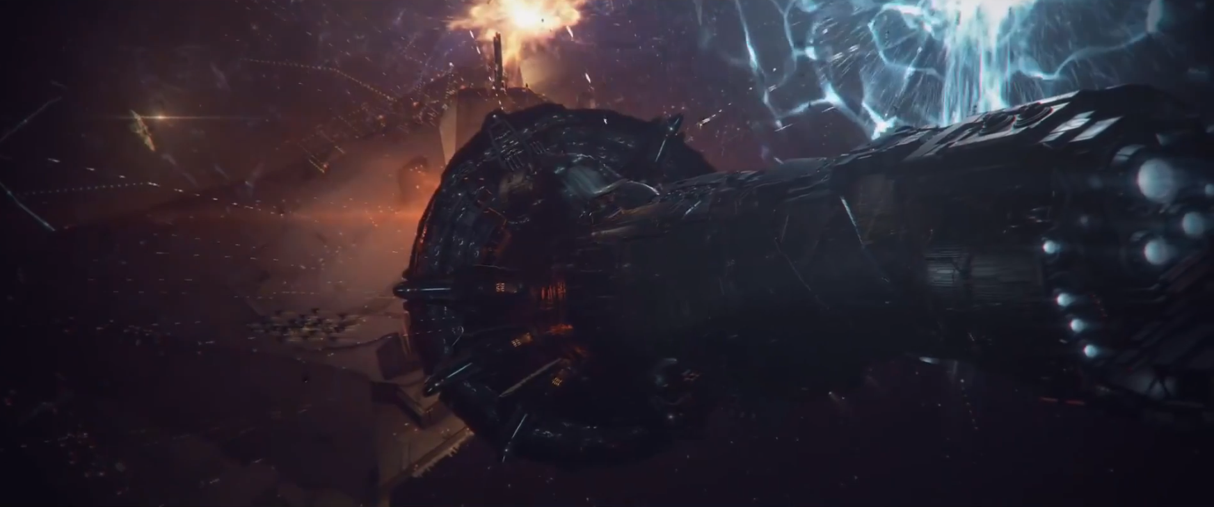 Капитальный корабль под огнём в EVE Online